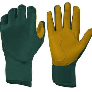 Guantes de Bateo de Béisbol de Cuero de Oveja de Alta Calidad, Color Verde, Diseño de Logotipo Personalizado, Duraderos, Profesionales, Cierre de Hebilla para Mano Izquierda - Product Image 1