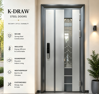 Portes en acier K-Draw, porte d'entrée moderne de luxe, porte de sécurité en acier inoxydable pour villa, fournisseur mondial