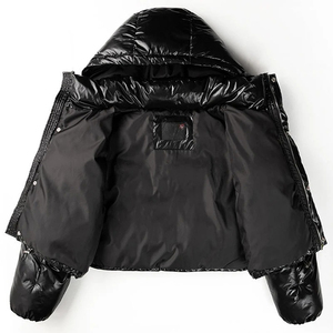Chaqueta acolchada fina personalizada OEM transpirable para damas Chaqueta de plumón de pato de burbuja con capucha a prueba de viento de invierno con forro de nailon - Product Image 3