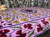 Kualitas Terbaik Suzani bordir tangan seprai katun seprai bordir seprai melempar selimut dekorasi rumah tempat tidur India tempat tidur bunga