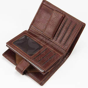 Portefeuilles en cuir personnalisés à rabat simple pour hommes, faible MOQ en stock, portefeuille en cuir véritable personnalisé pour hommes - Product Image 3