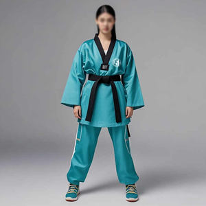 Uniforme ligero de artes marciales de Karate para estudiantes con cinturón para niños y adultos Jiu Jitsu Kimono Taekwondo camiseta uniforme de Taekwondo - Product Image 5