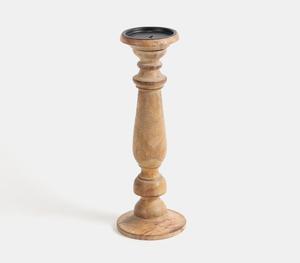 Bajo MOQ Color natural Alto Tallado a mano Pilar de madera Soporte de vela Mango Madera Fabricante venta directa de fábrica - Product Image 1