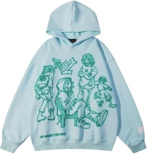 Estilo de moda Y2K Sudadera con capucha de gran tamaño con hombros caídos para mujer serigrafiada en la parte delantera y trasera capucha cálida y acogedora para mujer - Product Image 1