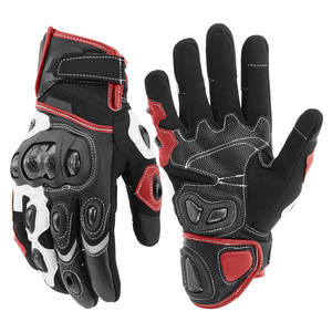 Genuine Leather Motorbike <b>Gloves</b> Carbon Fiber Protection <b>Touchscreen</b> Compatibility for Outdoor Sports Cycling Riding Plain - Product Image 1