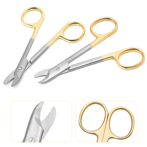 Tijeras DE CORONA DE Metal con mango dorado, filamentos de ortodoncia de acero inoxidable, cortador de alambre fino, herramienta de dentista de cabeza curva/recta - Product Image 2