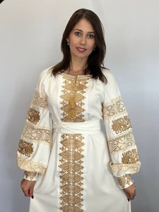 Trajes tradicionales ucranianos para mujer, vestido blanco, vestidos bordados de moda ocasional para mujer, Vestido de manga larga OEM - Product Image 5