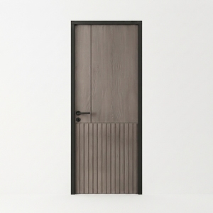 Porte décorative contemporaine en MDF finition grain de bois, sur mesure, à ouverture latérale, pour hôtel, chambre ou bureau - Product Image 1