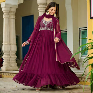 Colección Premium de Vestidos y Dupattas de Diseño, Reversibles, Sin Arrugas, con Estampado Floral, para Bodas, Diwali y Fiestas - Product Image 1