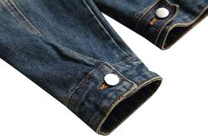 Veste en jean délavé 100% coton pour hommes veste en jean décontractée à revers coupe ajustée pour hommes - Product Image 3