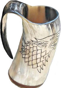 Top poli naturel fait à la main corne tasse de bière durable inspiré Viking corne à boire pour les fêtes animal nautique - Product Image 2