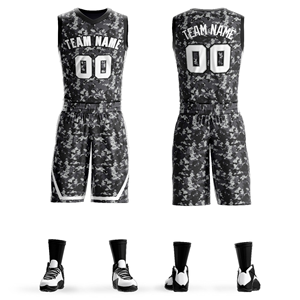 Ensemble de shorts de basket-ball imprimés personnalisés pour l'été, uniformes d'équipe de performance personnalisés pour les scrimmages sportifs en gros - Product Image 4