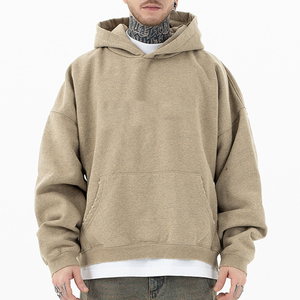 Vente en gros de sweats à capuche d'hiver personnalisés, vintage, délavés à l'acide, unis, en molleton épais polyester/nylon, coupe oversize, effet délavé à la pierre - Product Image 3