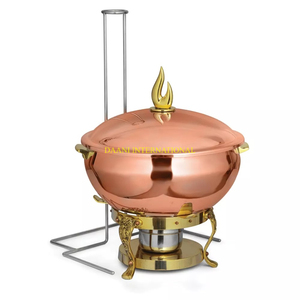 Royal Gold Plated Round Chafing Dish with Dome Cover and <b>Arch</b> Stand Buffet Food Warmer <b>for</b> Hotel Catering Banquet Restaurant - Product Image 2