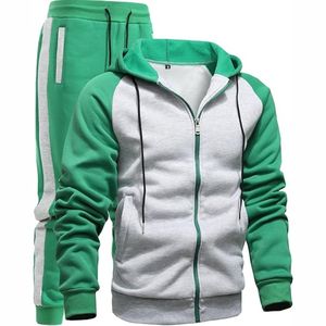 Ensemble survêtement sport en molleton respirant en coton uni décontracté pour homme avec logo personnalisé, 2 pièces, jogging et sweat-shirt - Product Image 3