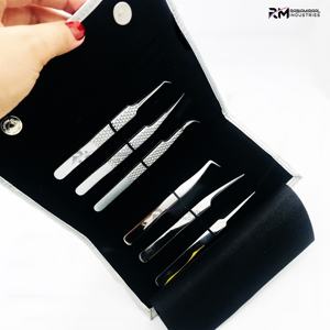 RMI haute qualité Super produit enduit de poudre d'argent et pince à épiler d'extension de cils à pointe argentée avec pochette d'emballage durable - Product Image 3