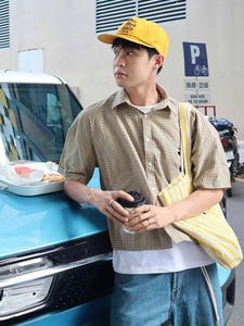 เสื้อลายสก๊อตแขนสั้น NH50บ็อกซี่ทำจากผ้าฝ้ายเนื้อนุ่มระบายอากาศได้ดีเนื้อเรียบลื่นและซึมซับเหงื่อได้ดีสำหรับชุดลำลอง - Product Image 6