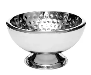 Bol à champagne à double paroi poli en acier inoxydable avec intérieur martelé | Bol de service élégant pour les acheteurs en gros - Product Image 1