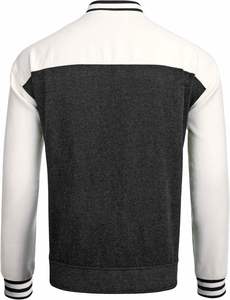 Chaqueta universitaria con mangas de cuero de contraste y chaqueta bomber de béisbol de cuerpo de mezcla de lana ropa de calle casual - Product Image 2