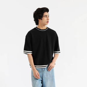 Camisetas de Hombre con Estampado Personalizado, Transpirables, 100% Algodón, de Alta Calidad, Sólidas, de Secado Rápido, Cuello Redondo, Manga Corta, con Ribete en Contraste - Product Image 3