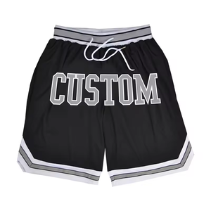 100% Polyester Men Relaxed Fit Striped Comfort, Elastic Waistband All Over Print Basketball Shorts Polyester Double Mesh Shorts - Product Image 4
