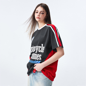 เสื้อยืดคอกลมแขนสั้นทรงโอเวอร์ไซส์ผ้าฝ้ายถัก 100% พิมพ์ลายตัวอักษรโลโก้แบบกำหนดเอง ระบายอากาศได้ดี พิมพ์ลายสกรีน สำหรับทุกเพศ - Product Image 5