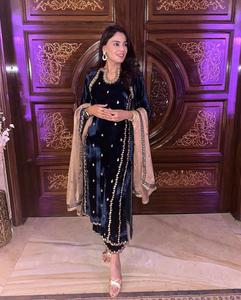 ชุด Plazo ที่สวยงาม Georgette เทียมหนักพร้อมลําดับการเย็บปักถักร้อย 5 มม. งานหนักด้วยผ้าฝ้ายไมโครคุณภาพสูง Latkan Dori - Product Image 3
