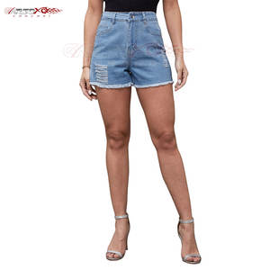 Trendy Women <b>Jeans</b> <b>Shorts</b> With Raw Edge Finish And <b>High</b> <b>Waisted</b> Fit For Festivals Ladies <b>Jeans</b> <b>Shorts</b> - Product Image 1
