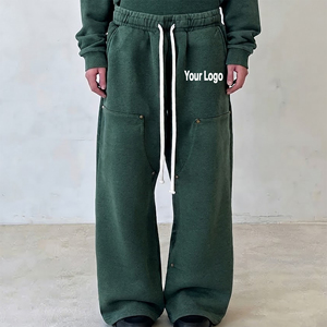 Pantalones Deportivos de Hombre, Estilo Hip Hop, Cintura Media, Pierna Ancha, Transpirables, 100% Algodón, con Cordones, Novedad 2026 - Product Image 1
