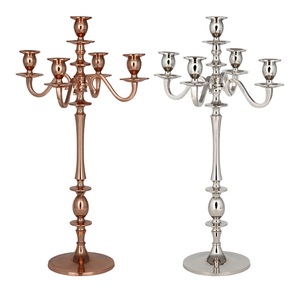 Factory Offer Luxury Style Candelabra Home Hotels Banquets Decor Silver & Copper Plated Tall <b>Candlestick</b> Holder for Center Table - Product Image 1