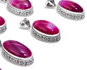 มากจี้อัญมณีธรรมชาติ-20ชิ้นมาก-925เงินจี้ชุบชมพูลูกไม้อาเกตจี้สไตล์วินเทจ - Product Image 5