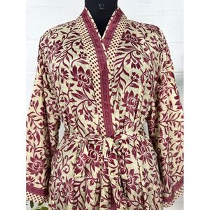 Bohme Nouvelle Soie Women's Luxury Floral Paisley Blue Sari Kimono Regal House <b>Beach</b> <b>Robe</b> Anniversary Gift House Elegant Women - Product Image 2