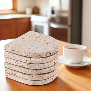Juego de Posavasos Artesanales de Travertino y Madera, Resistentes al Calor, Acabado Natural, Protección Elegante para Mesas de Comedor y Cafeterías - Product Image 3