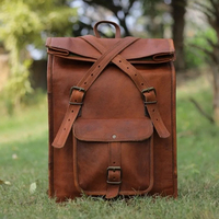 Sac à dos vintage en cuir marron véritable fait à la main pour hommes et femmes pour le trekking et les voyages