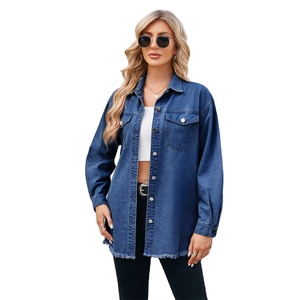 Chaquetas Cortas de Mezclilla para Mujer, Invierno, Media Manga, Cuello Mao, Transpirables, Estampadas, con Cremallera - Product Image 1
