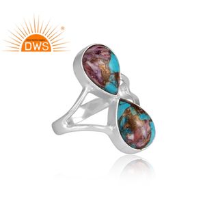 Best Selling Fine Sterling Silver Mojave Copper <b>Purple</b> Oyster Turquoise Gemstone Split Band Ring Custom Jewelry Manufacturer - Product Image 3