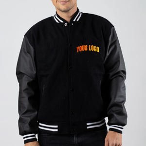 Veste d'université à col côtelé avec manches en cuir Veste lourde pour homme OEM/ODM en chenille sur mesure brodée sur mesure - Product Image 1