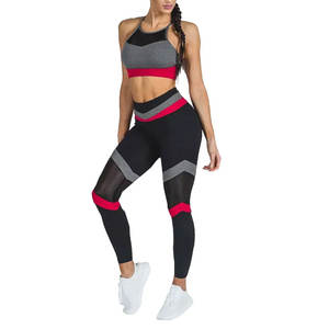Personnalisé Solide Plus La Taille Respirant Sport Soutien-Gorge Leggings Ensemble Workout Fitness Yoga Ensemble Spandex Polyester Gym Wear Femmes - Product Image 1
