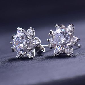 925 <b>Silver</b> 1 Ct Round Brilliant Moissanite Cut Floral Style <b>Stud</b> Engagement/Anniversary/Birthday Gift Earring For Women/Her - Product Image 6