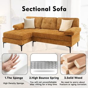 Moderna ciniglia a forma di L divano sezionale convertibile reversibile Chaise longue allungabile a 3 posti per piccoli appartamenti e soggiorno - Product Image 2