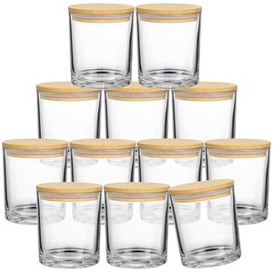 Lot de 12 pots à bougies cylindriques en <span class=keywords><strong>verre</strong></span> transparent de 7 fl.oz avec couvercles en bambou, contenants vides en vrac <span class=keywords><strong>pour</strong></span> la fabrication de bougies - Product Image 2