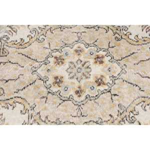 พรมวินเทจขนาด 6x6 ฟุต, พรมตุรกี, พรมขนสัตว์สีน้ำตาลขาวลายปะติด - Product Image 5