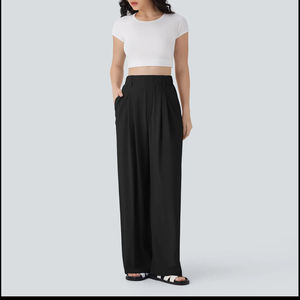 Pantalons amples à taille haute pour femmes Pantalons de sport à jambes larges avec décoration en dentelle et nœud Style décontracté pour femme de bureau pour l'hiver - Product Image 5