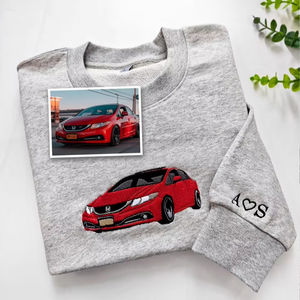 Regalos Personalizados para Novio, Sudadera con Bordado de Auto Personalizado, Foto de Auto Bordada, Regalo para Amantes de Autos, Regalos de Navidad - Product Image 1
