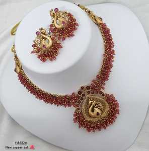 LATEST ANTIQUE TRADITIONAL and <b>FASHIONABLE</b> SOUTH INDIAN TEMPLE <b>JEWELLERY</b> SET and COPPER SOUTH NECKLACE SET for WOMEN NAD GIRLS - Product Image 3