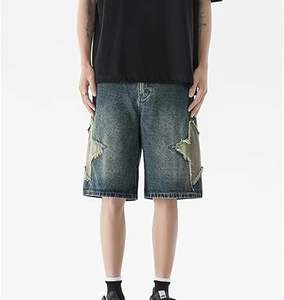 Fabricant personnalisé hommes fermeture éclair braguette coupe ample 100% coton en détresse broderie hommes jean shorts mode logo personnalisé - Product Image 2