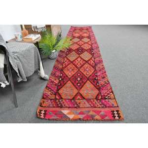 Tapis Vintage en Laine Turque 23 'X 11.5' Classique Ethnique Orange Rouge Patchwork Latex Grande Surface Décor pour Couloir Rectangle Zones - Product Image 4