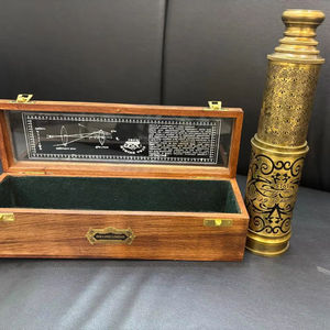 Handmade 25'' Brass Nautical <b>Telescope</b> with Theory print glass Wooden Box Unique Spyglass Toy Gift Foldable <b>Binoculars</b> - Product Image 1