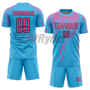 Camiseta de fútbol con impresión por sublimación personalizada, conjuntos de pantalones cortos, 100% poliéster, uniforme de equipo para adultos - Product Image 6