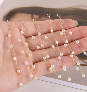 6 uds. Abalorios de latón para pendientes, suministro de pendientes, borla de perlas con cuentas, Conector de pendiente con flecos, pendientes largos dorados - Product Image 2